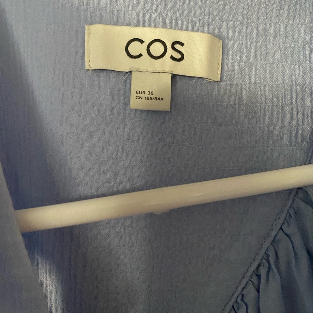 COS Ruffled Cap-Sleeve Dress - Blue - Picture 6 of 7